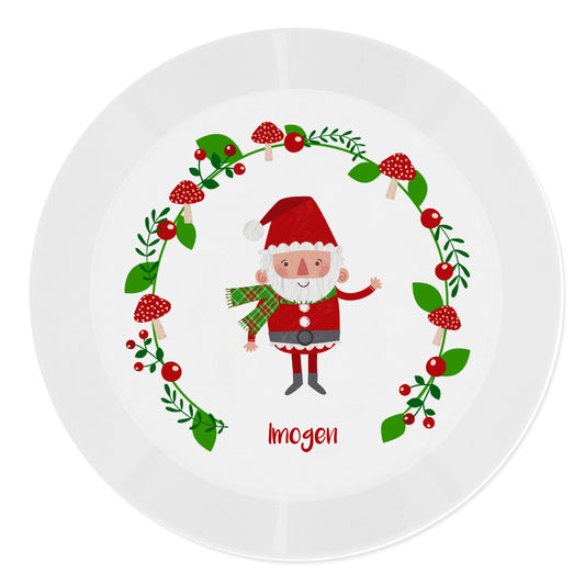 Personalised Christmas Toadstool Santa Plastic Plate - image 2