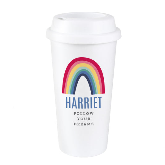 Personalised Rainbow Insulated Reusable Eco Travel Cup - image 2