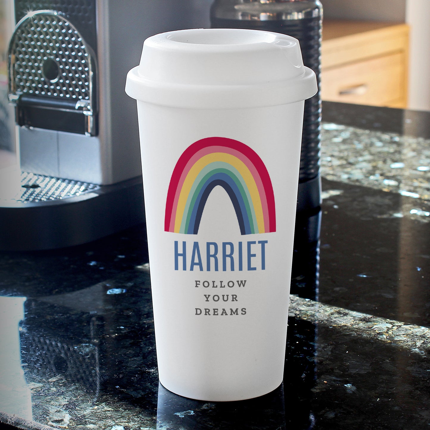 Personalised Rainbow Insulated Reusable Eco Travel Cup - image 6