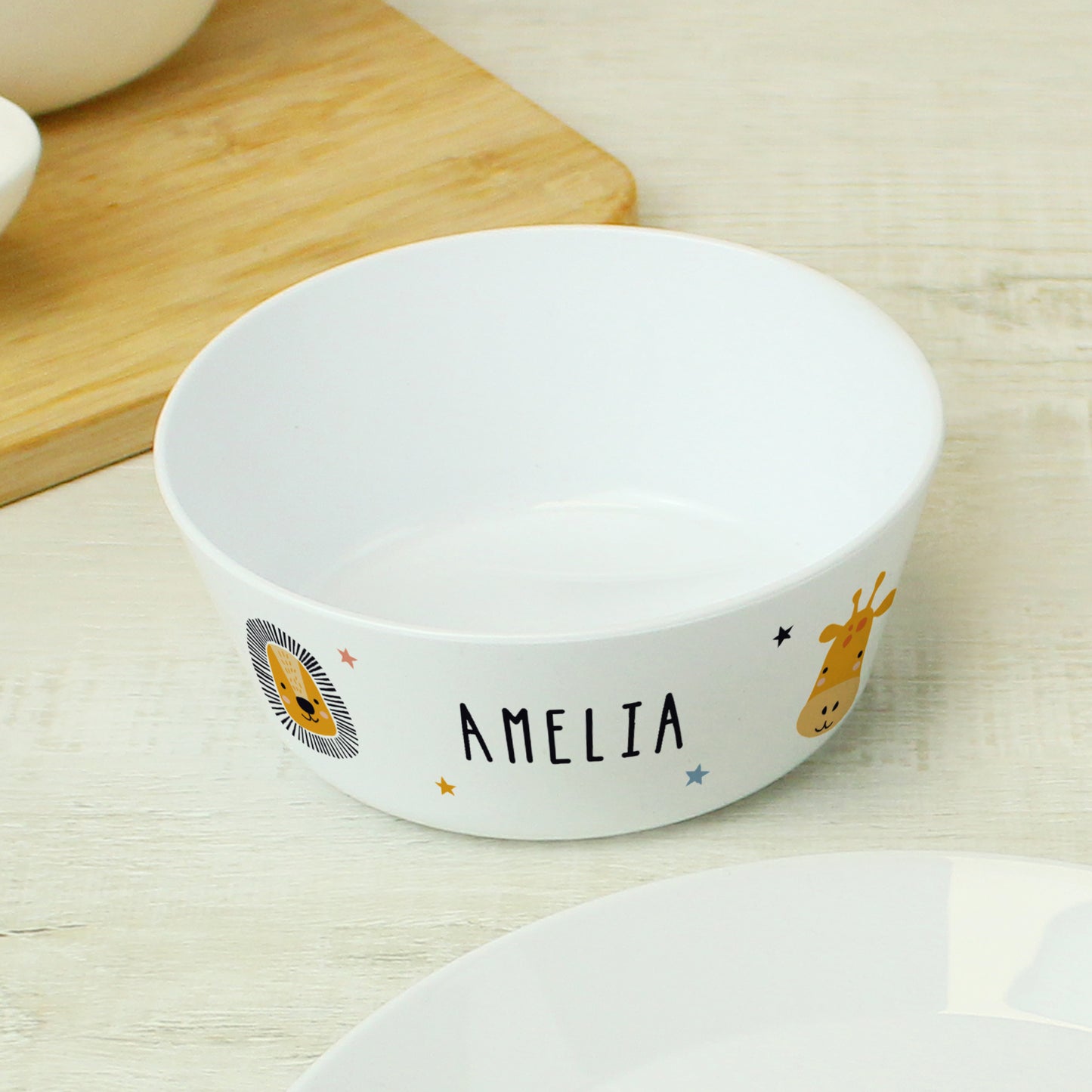 Personalised Safari Animals Plastic Childrens Breakfast Set - image 6