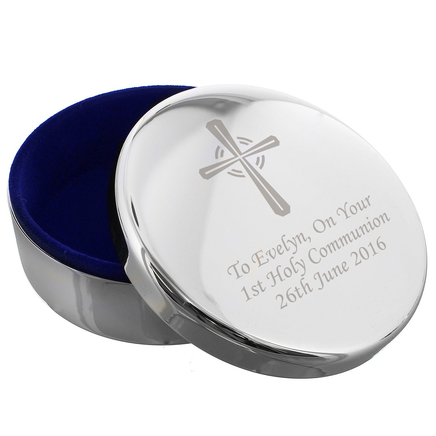 Personalised Silver Cross Trinket Box - Ideal For Rosary Beads - image 2