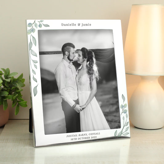Personalised Botanical 10x8 Silver Photo Frame - image 2