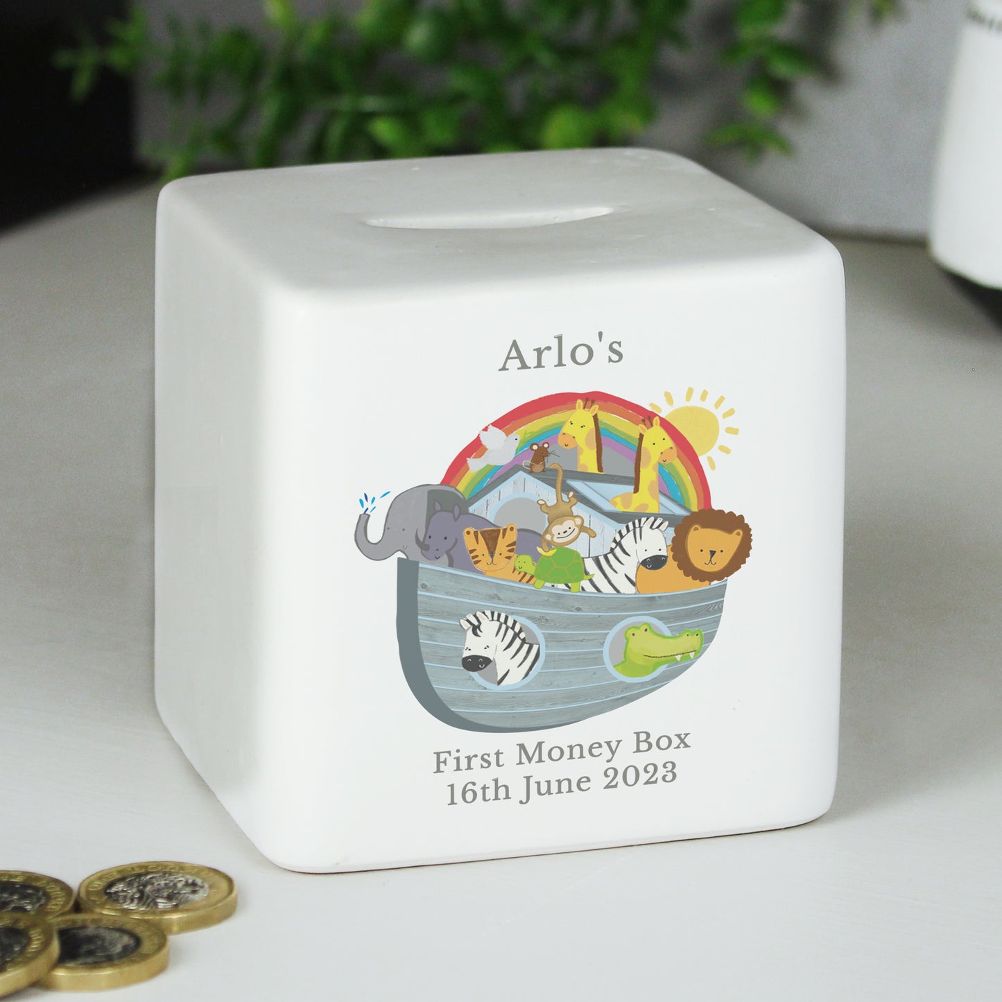 Personalised Noahs Ark Ceramic Square Money Box - image 8