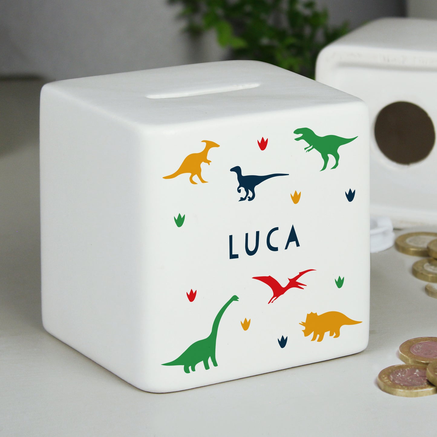 Personalised Dinosaur Ceramic Square Money Box - image 3