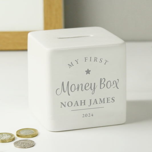 Personalised My First Ceramic Square Money Box - image 2