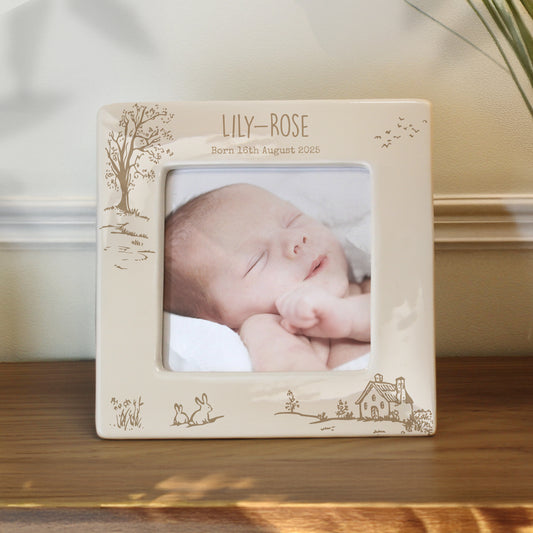 Personalised Cottagecore Ceramic 4x4 Photo Frame – Vintage Birthday Gift for Her - image 2