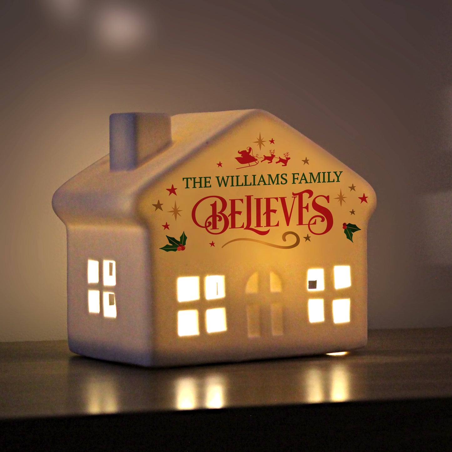 Personalised Believe in Christmas LED Ceramic Light Up House – Christmas Gift - image 4