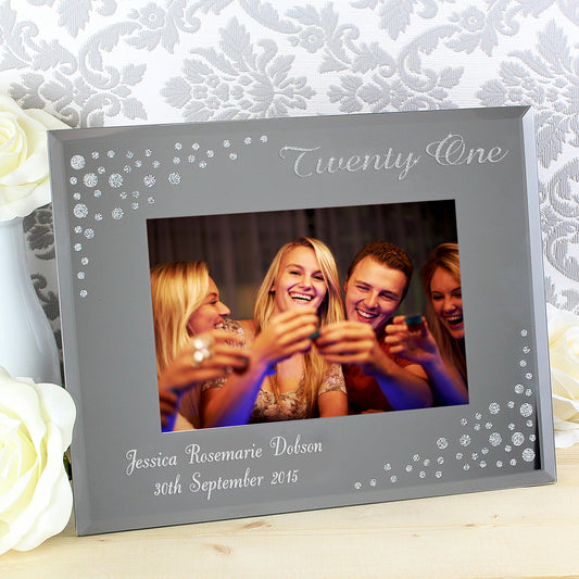 Personalised Twenty One Diamante 6x4 Glass Photo Frame - image 2
