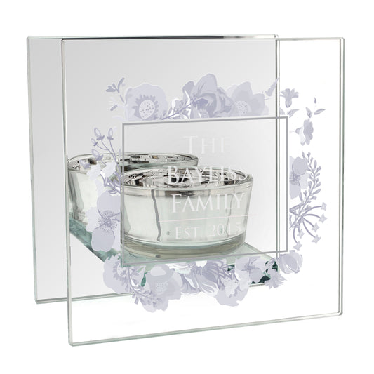 Personalised Soft Watercolour Mirrored Glass Tea Light Candle Holder - image 2