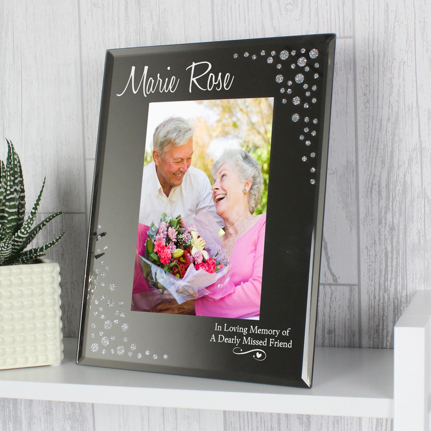 Personalised Swirls & Hearts Diamante 6x4 Glass Photo Frame - image 6