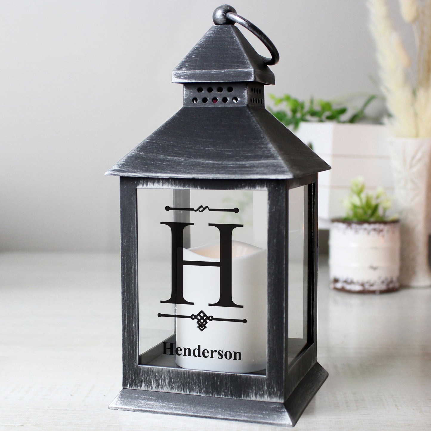 Personalised Initial Rustic Black Lantern from Heartfelt Gifts