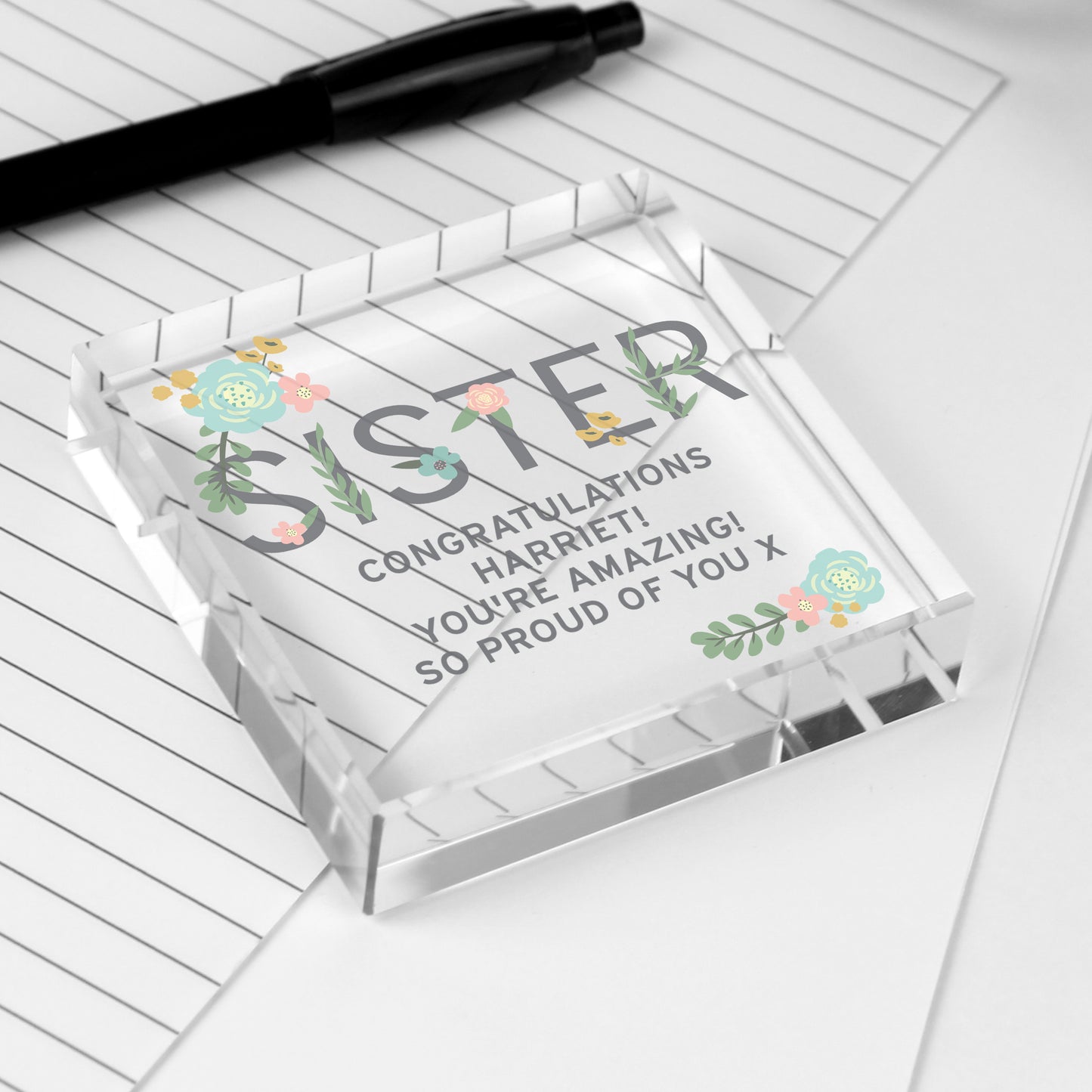 Personalised Floral Sister Crystal Token - image 6