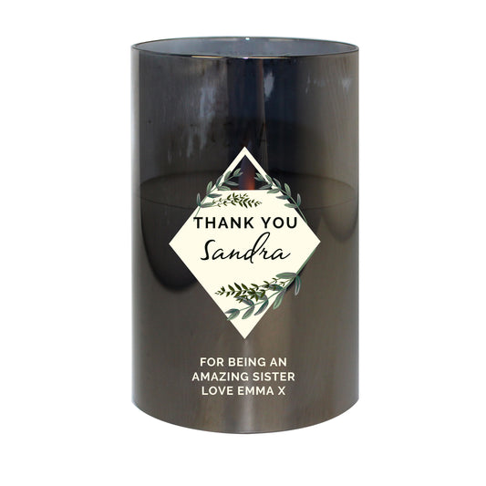 Personalised Botanical Smoked Glass LED Candle - image 2