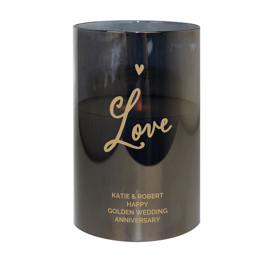 Personalised Love Smoked Glass LED Candle - image 2
