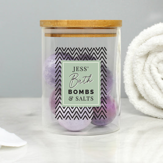 Personalised Abstract Free Text Glass Jar with Bamboo Lid - image 2
