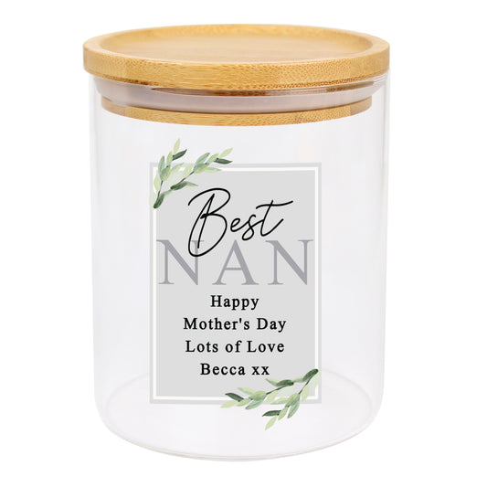 Personalised Botanical Glass Jar with Bamboo Lid - image 2
