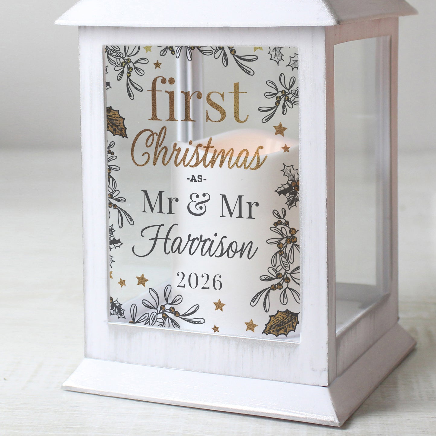 Personalised First Christmas White Lantern - image 6