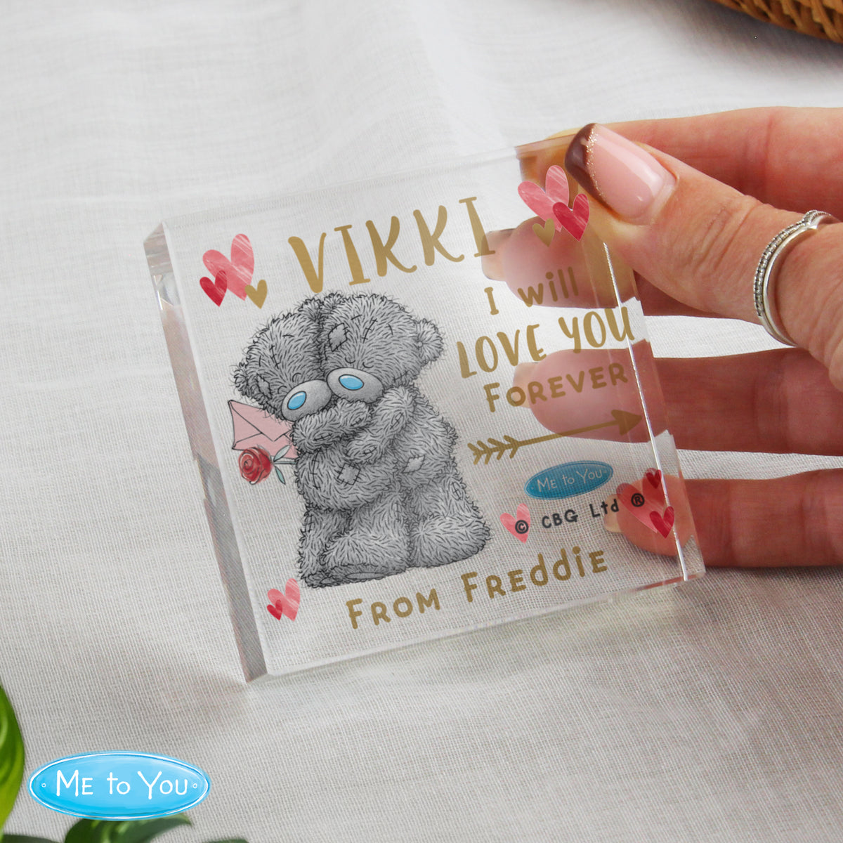 Personalised Me To You Hold You Forever Crystal Token - image 2