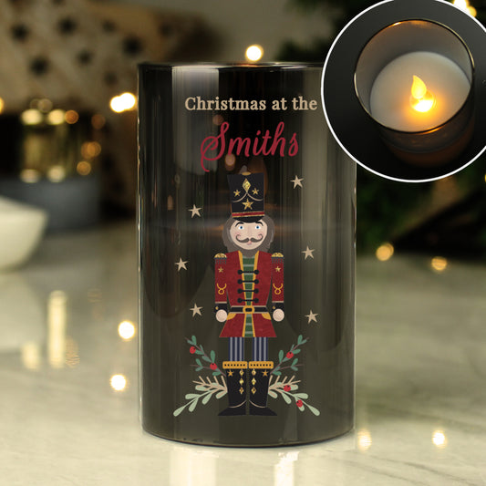 Personalised Christmas Nutcracker Smoked LED Candle - image 2