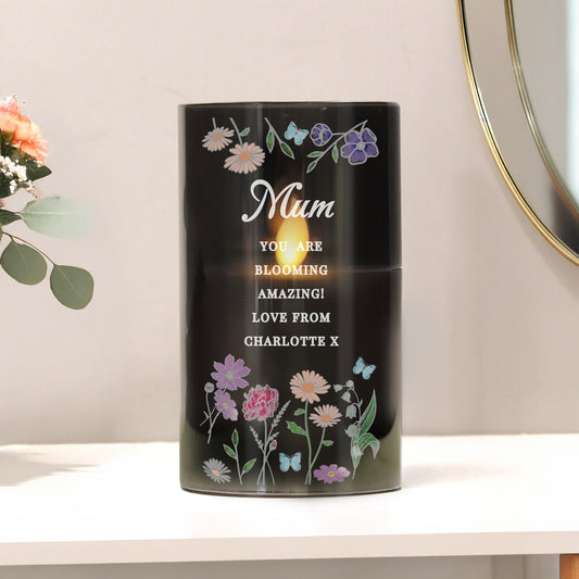 Personalised Wild Flowers Smoked Glass LED Candle - image 3