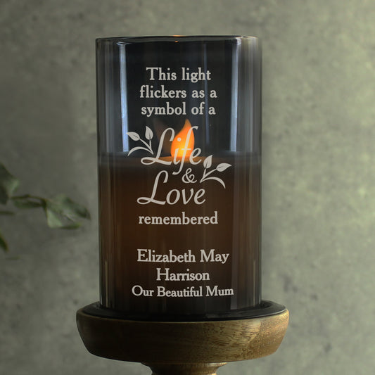 Personalised Life & Love Memorial Smoked LED Candle - image 2