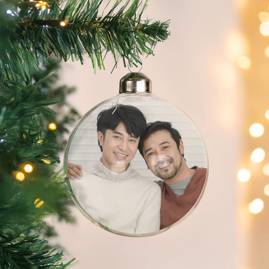 Personalised Photo Upload Glass Bauble - image 3