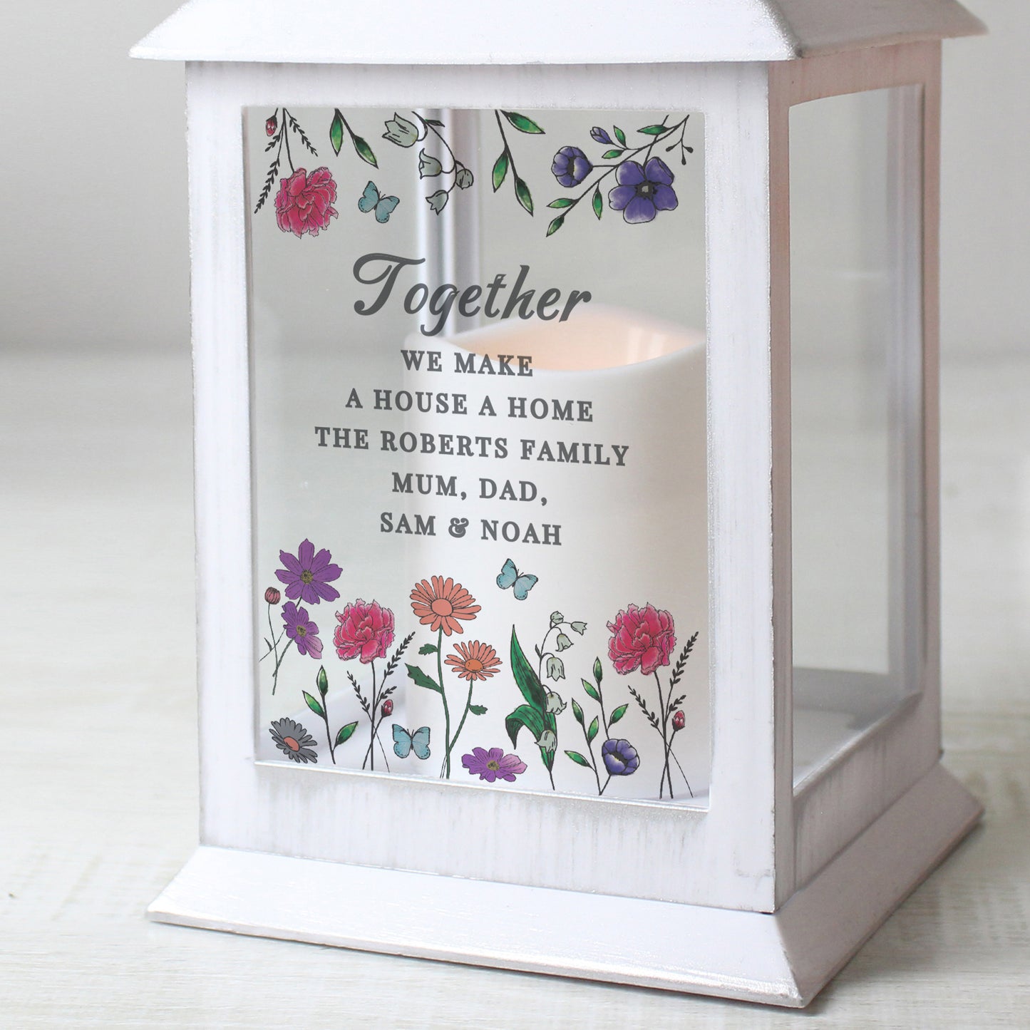 Personalised Wild Flowers LED Lantern - image 3