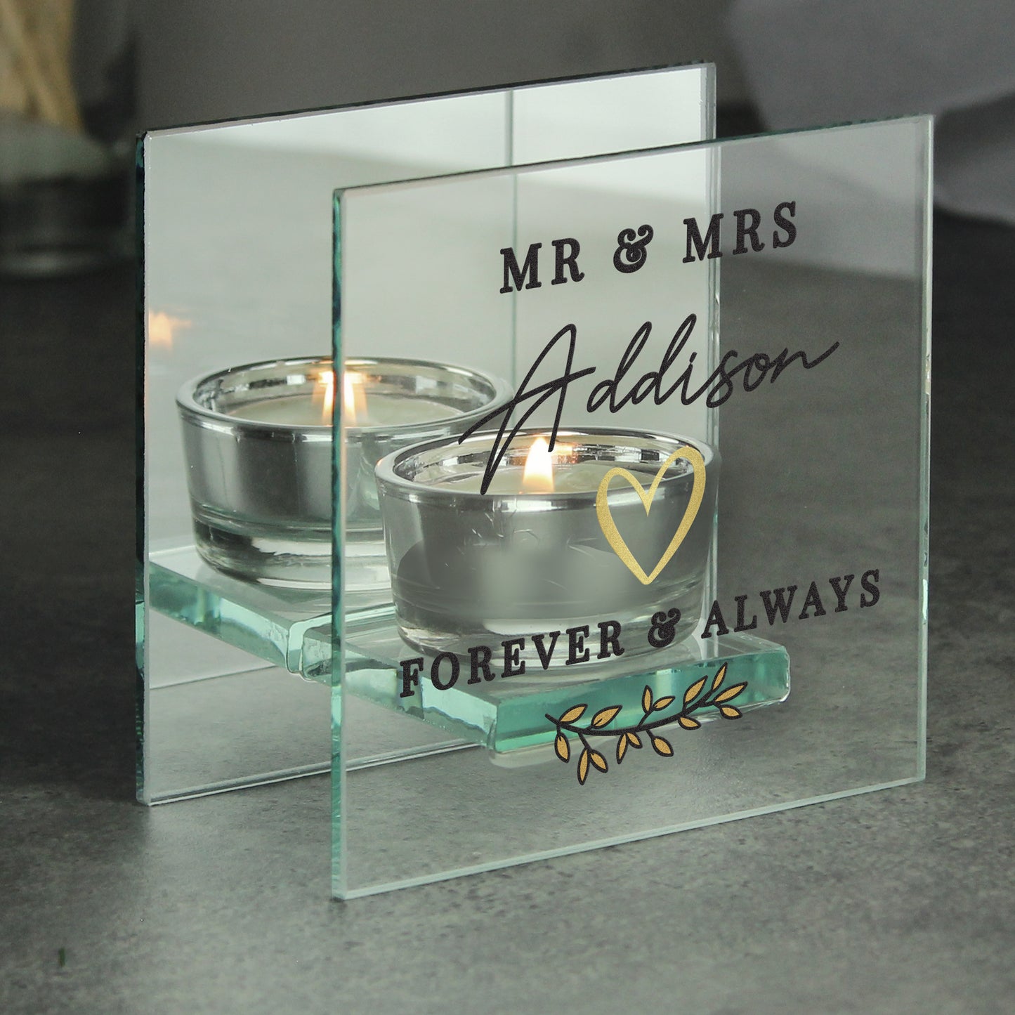 Personalised Wedding Mirrored Tealight Holder - image 4