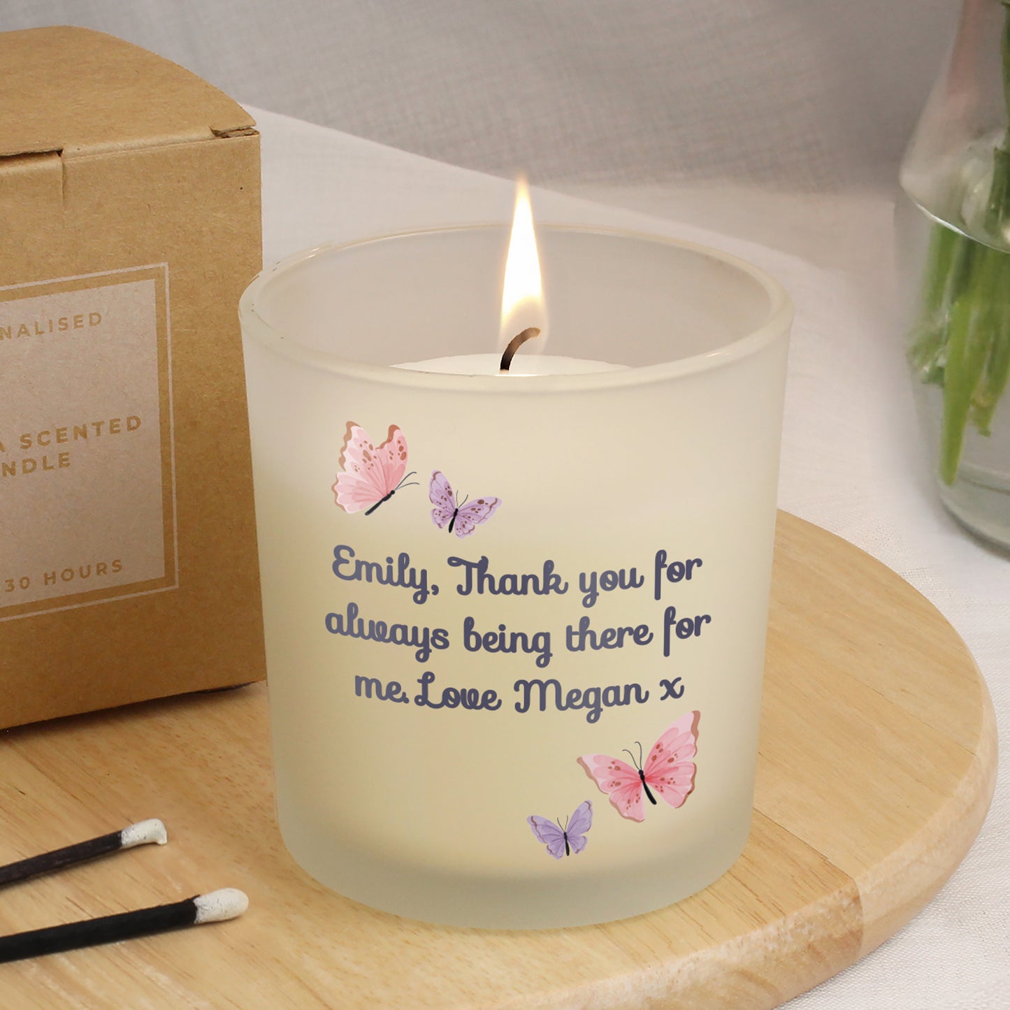 Personalised Butterfly Frosted Candle – Birthday Gift for Her - image 4