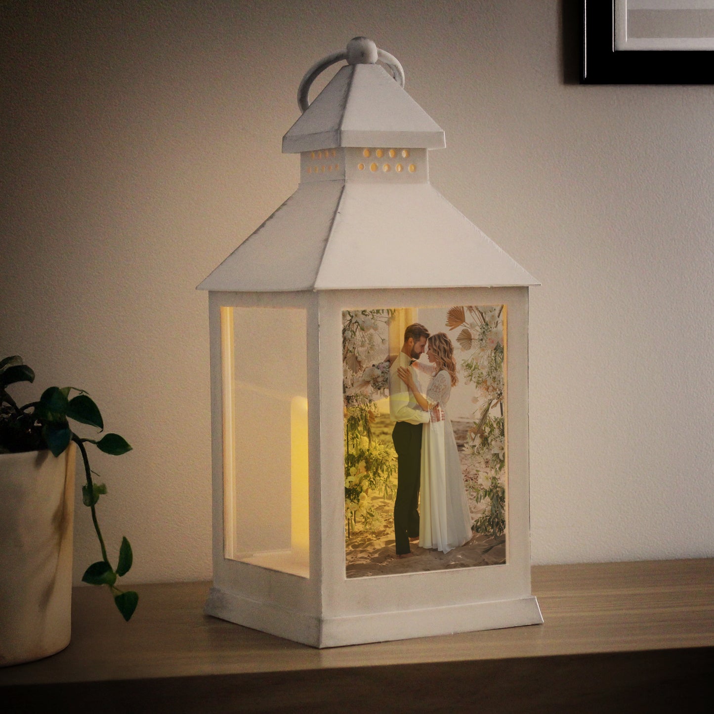 Personalised Photo Upload White Lantern – Birthday Anniversary Memorial Gift - image 2