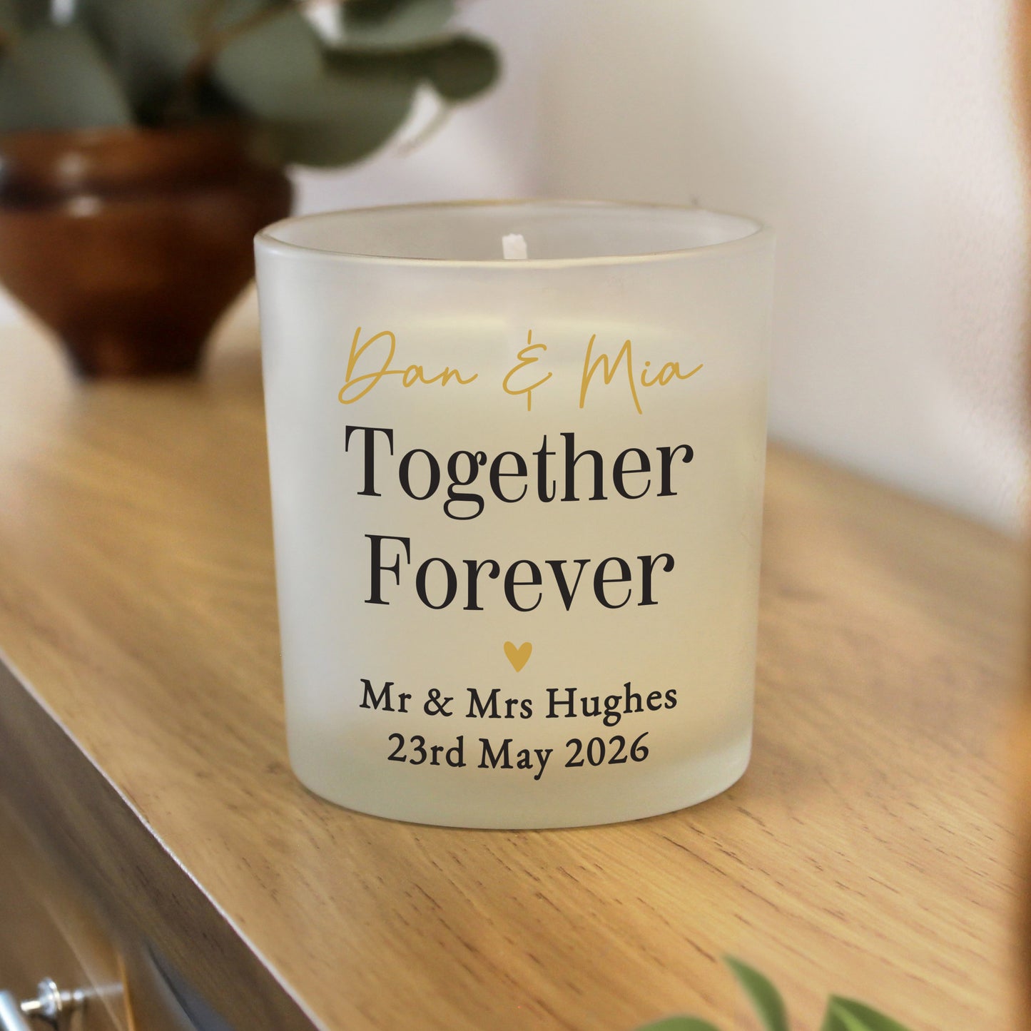 Personalised Black and Gold Free Text Frosted Candle – Any Occasion Gift - image 3