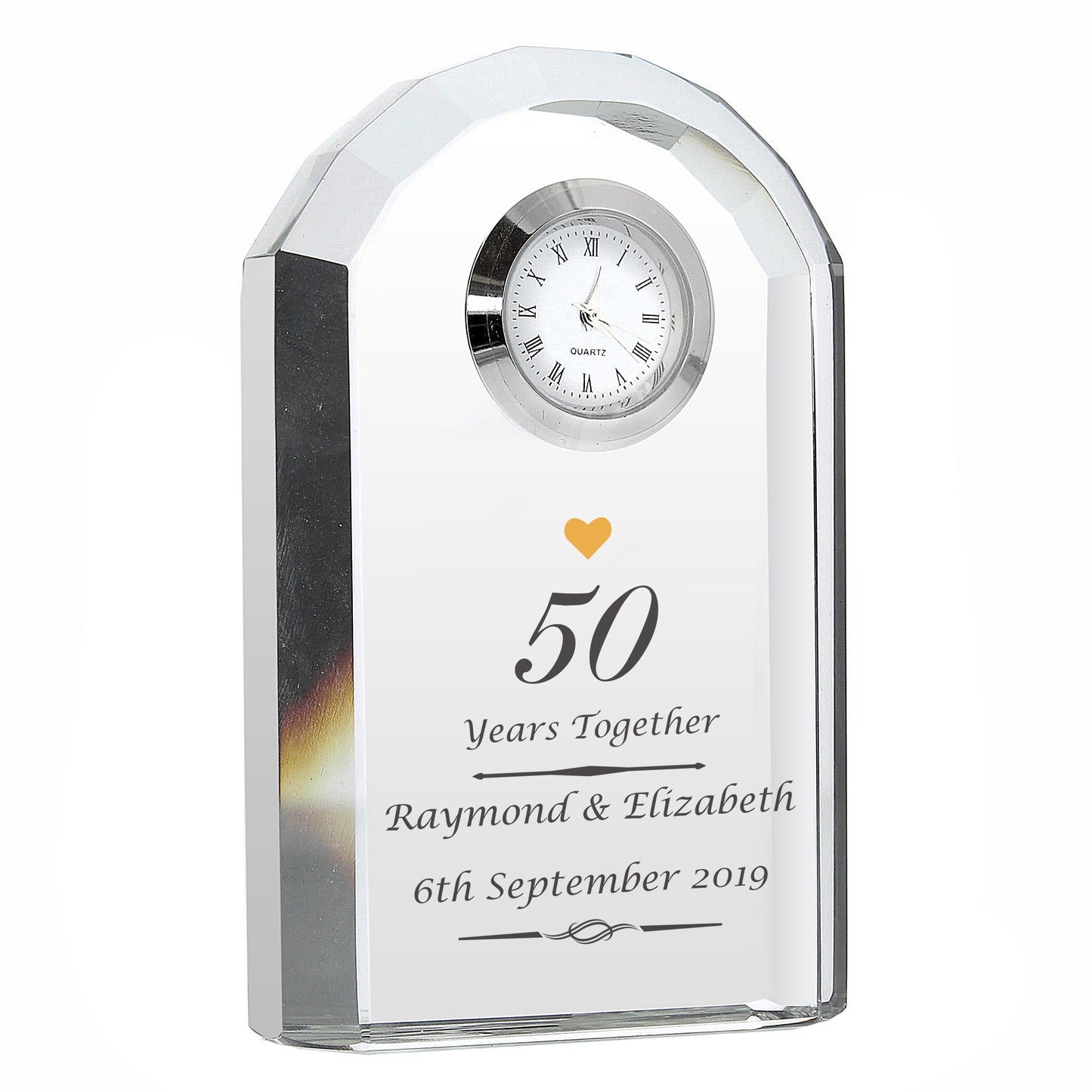 Personalised Golden Anniversary Crystal Clock - image 2