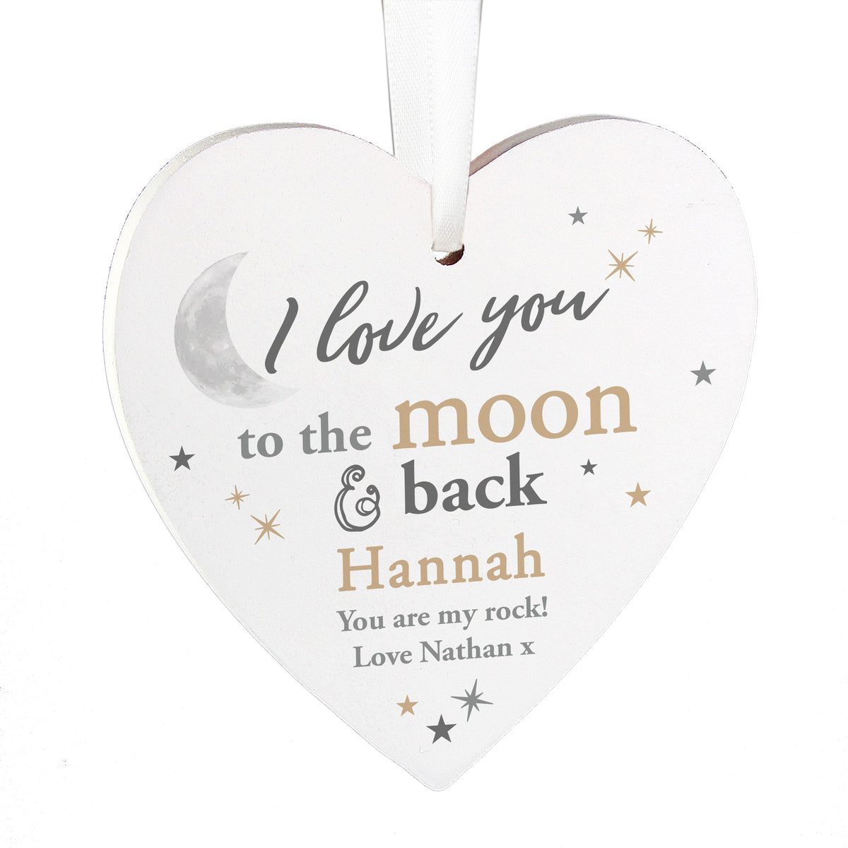 Personalised To the Moon and Back... Wooden Heart Decoration - image 5