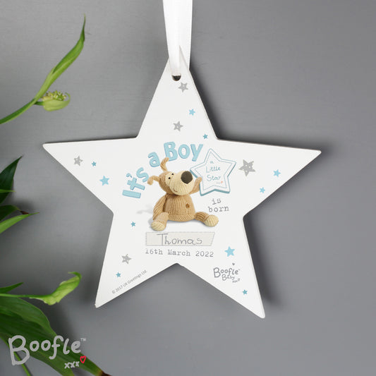 Personalised Boofle Its a Boy Wooden Star Decoration - image 2