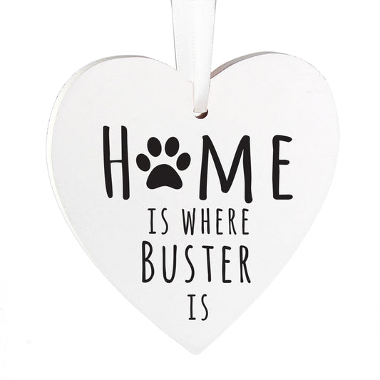 Personalised 'Home is Where' Pet Wooden Heart Decoration - image 3
