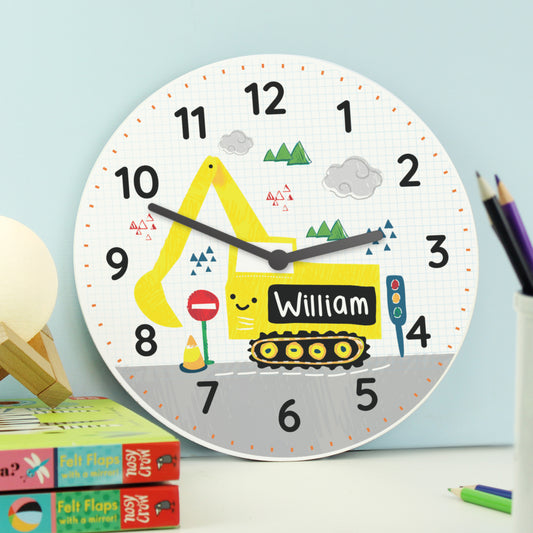 Personalised Digger Wooden Clock - image 2