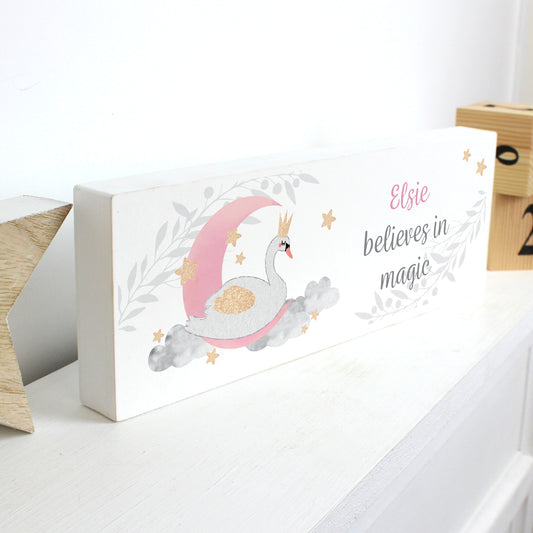 Personalised Swan Lake Wooden Mantel Decoration - image 3