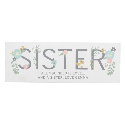 Personalised Floral Sister Wooden Mantel Decoration - image 2