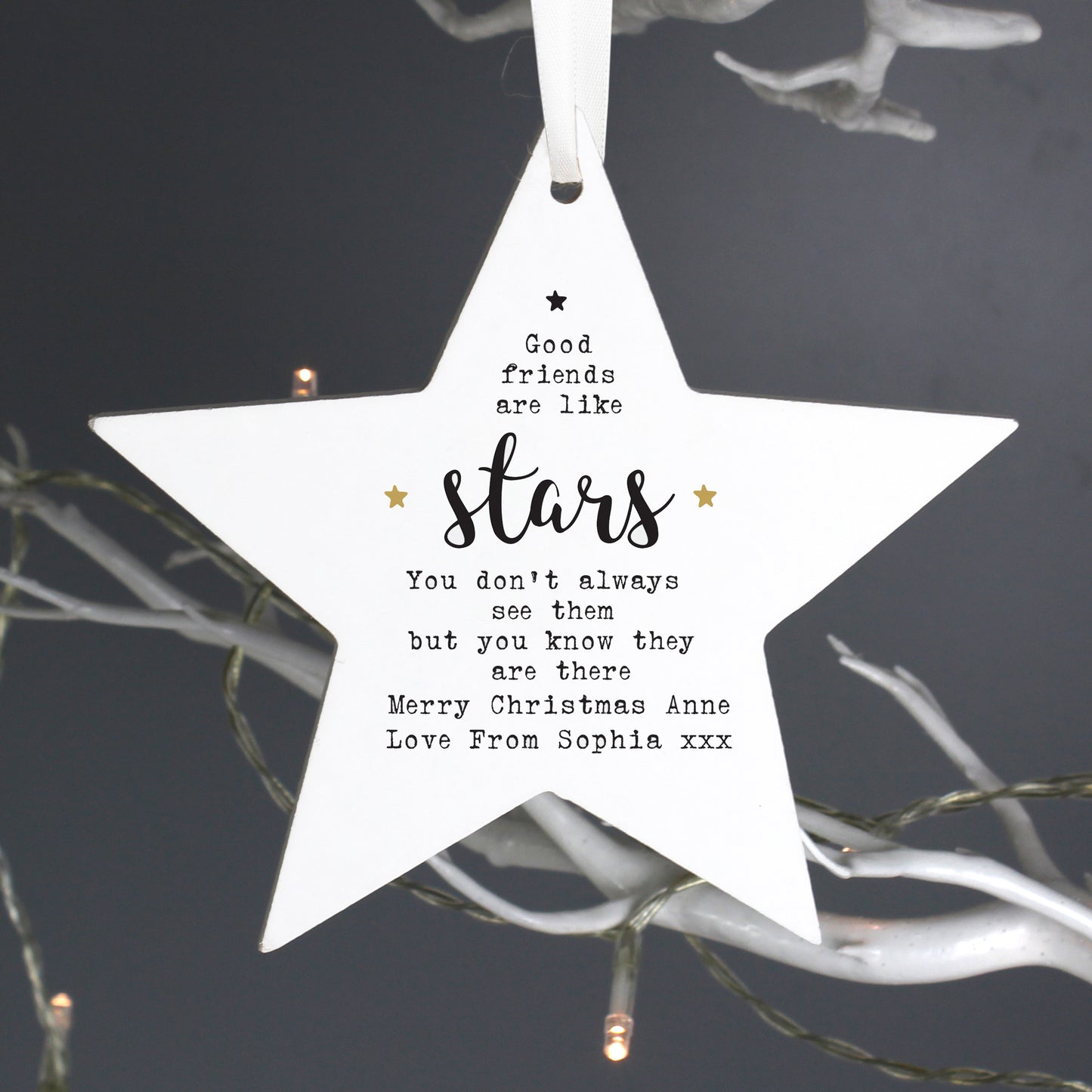 Personalised Good Friends Wooden Star Decoration - image 3