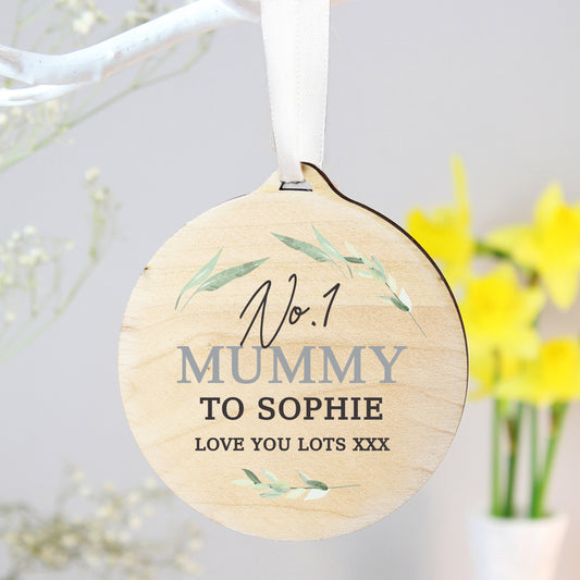 Personalised Leaf Decor Round Wooden Decoration - image 2