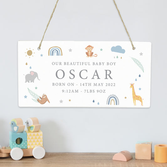 Personalised Safari Animals Wooden Sign - image 2