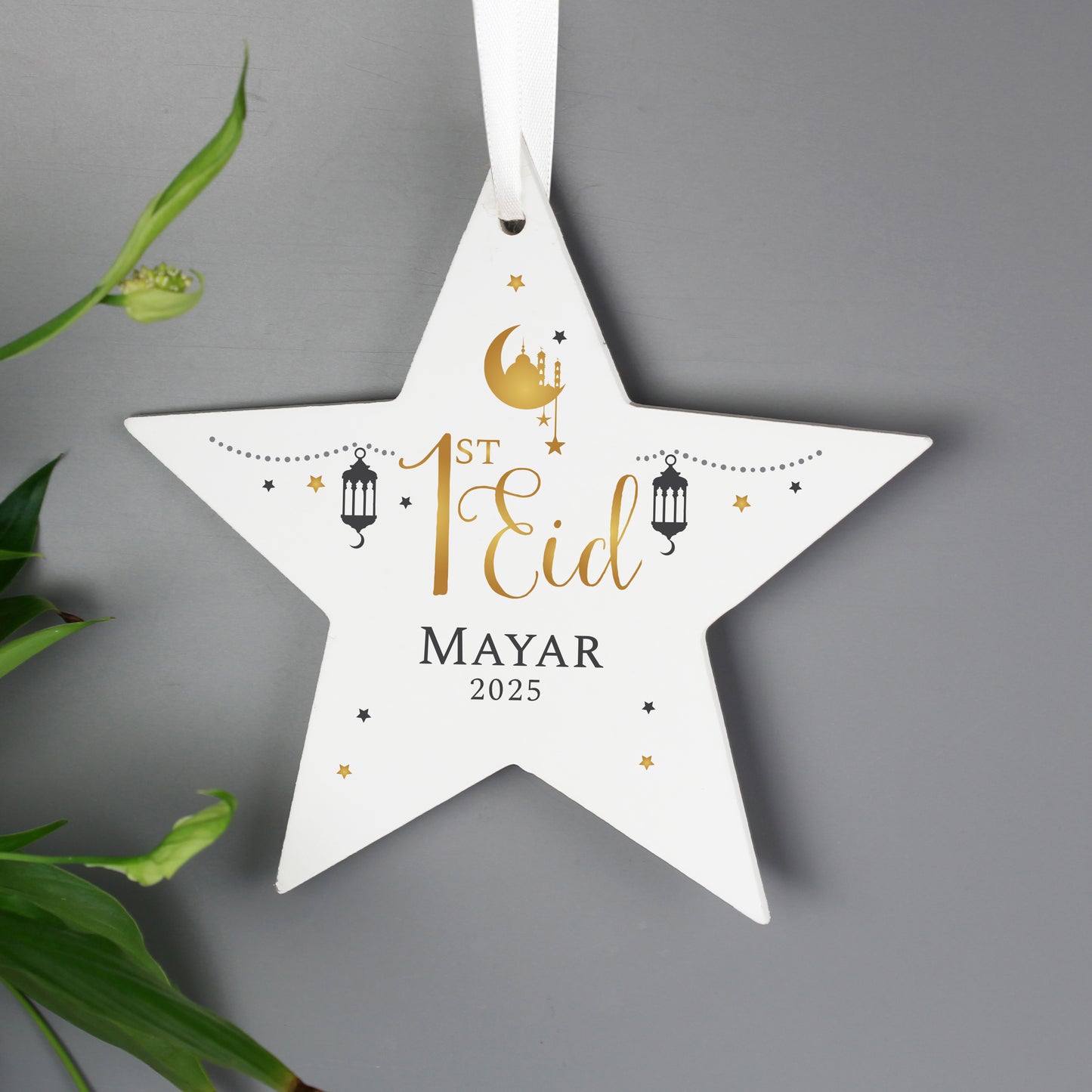 Personalised 1st Eid Wooden Star Decoration - image 4