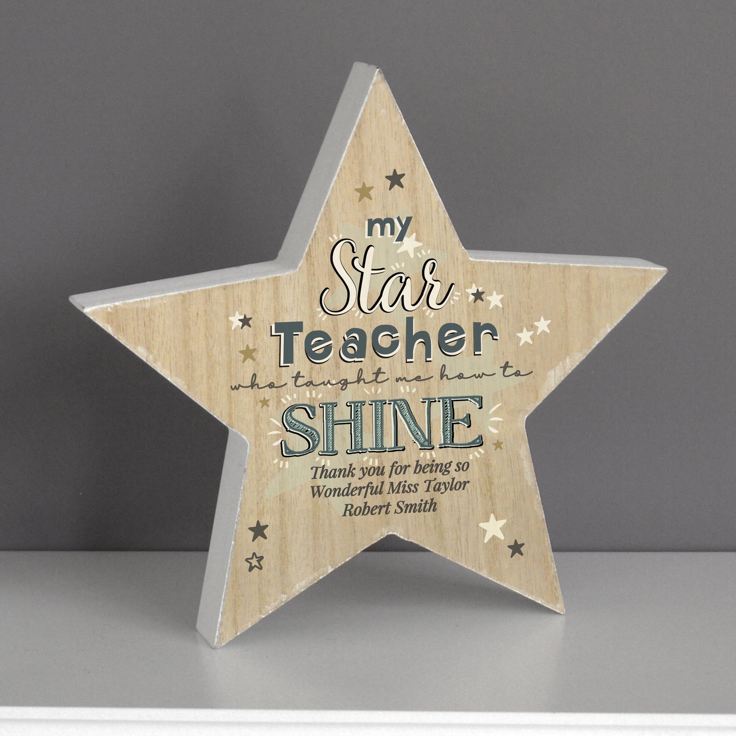 Personalised My Star Teacher Rustic Wooden Star Decoration - image 4