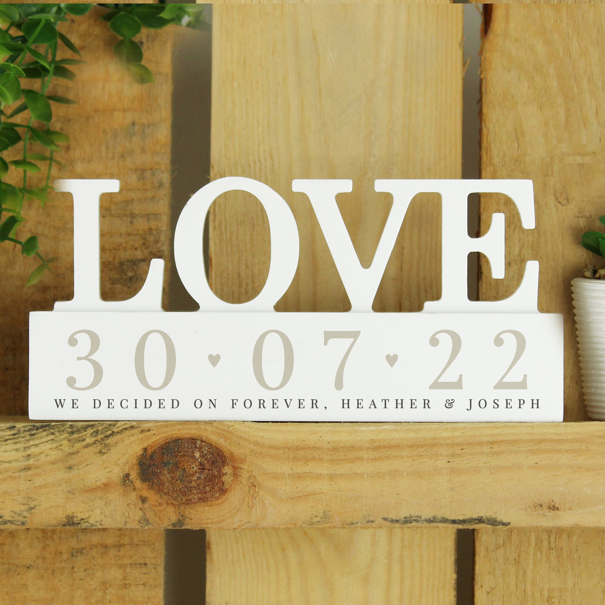 Personalised Special Date Wooden Love Ornament - image 2