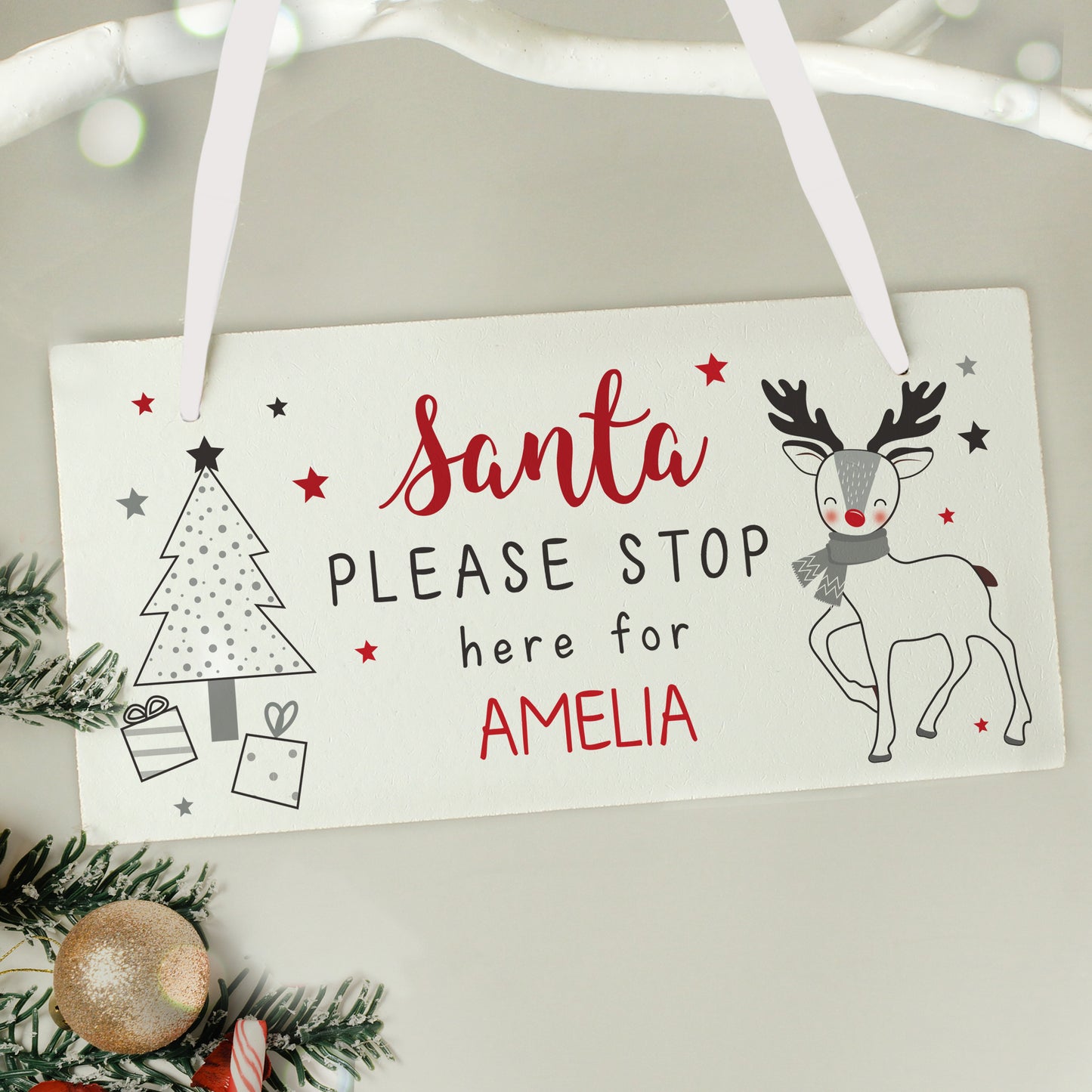 Personalised Rudolph Santa Please Stop Here Sign - image 3