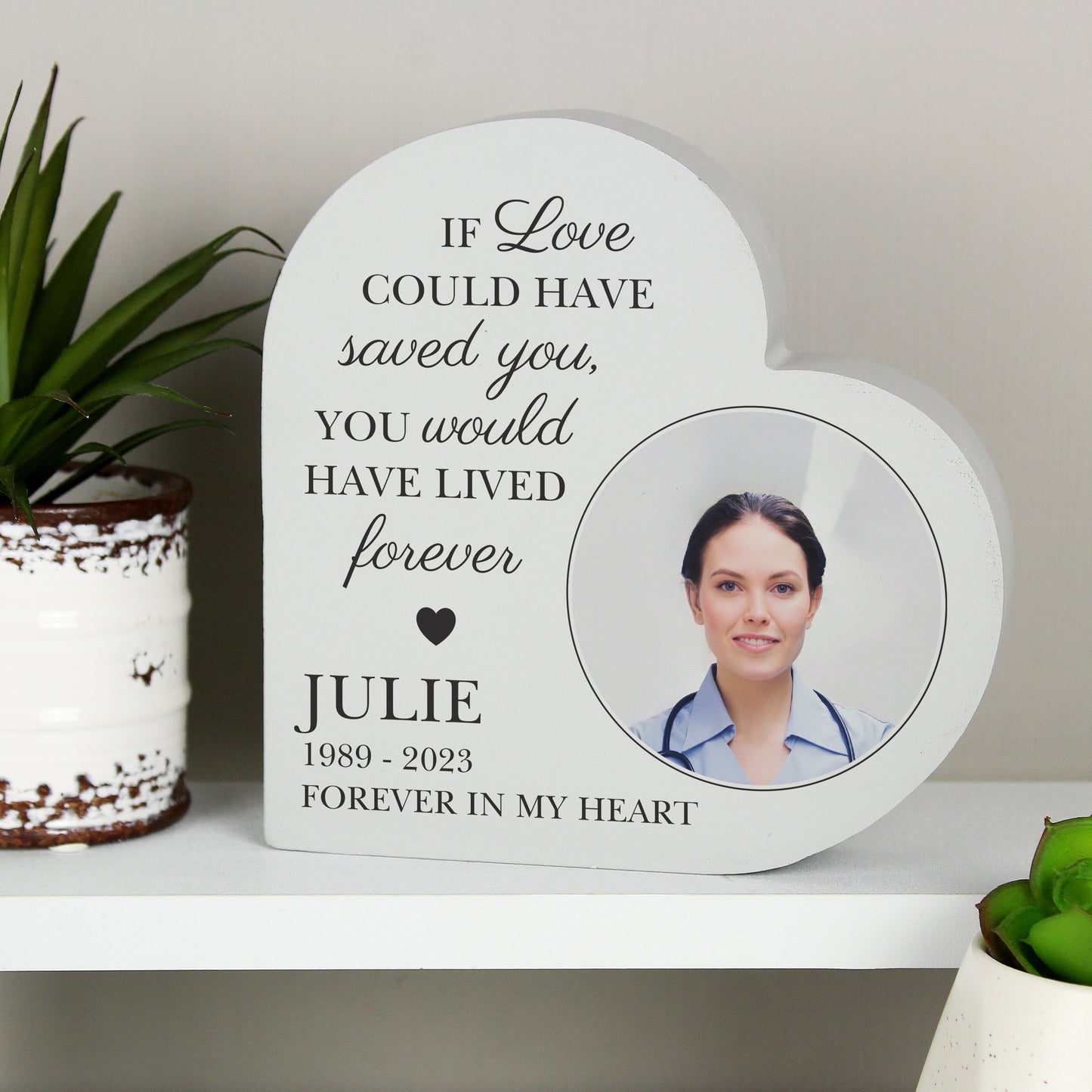 Personalised Memorial Photo Upload Free Standing Heart Ornament - image 3
