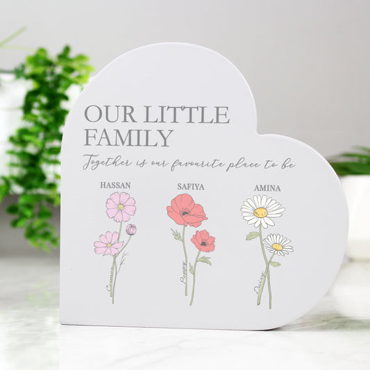 Personalised Flower of the Month Family Heart Ornament - image 2