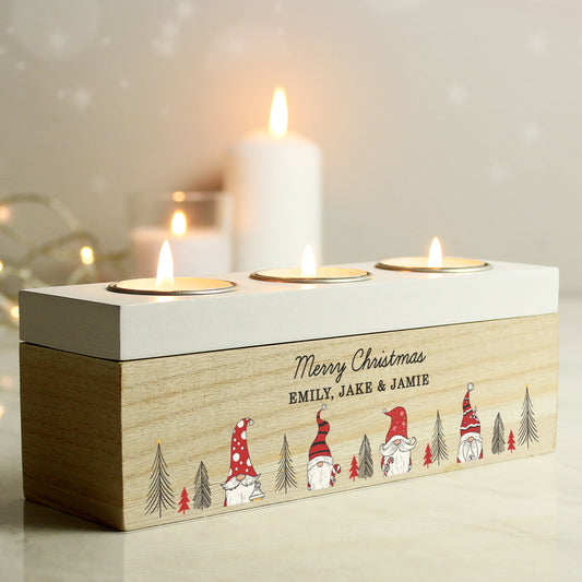 Personalised Gonk Christmas Triple Tea Light Box - image 2