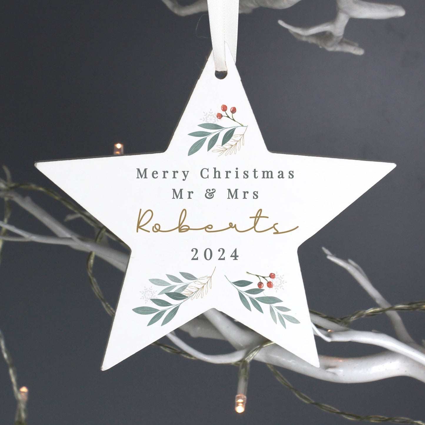 Personalised Christmas Foliage Hanging Star Decoration - image 6