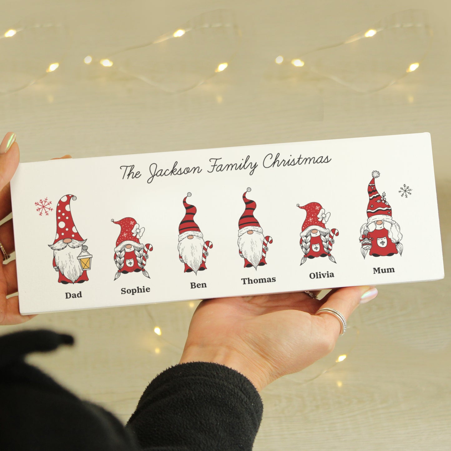 Personalised Gonk Family Christmas Wooden Mantel Decoration - image 6